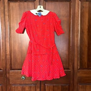 Vintage 80’s Samuel Blue red matching blouse and skirt size 6